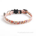 Luxury Tissu Floral Pet Cat Col Collier de nœud papillon